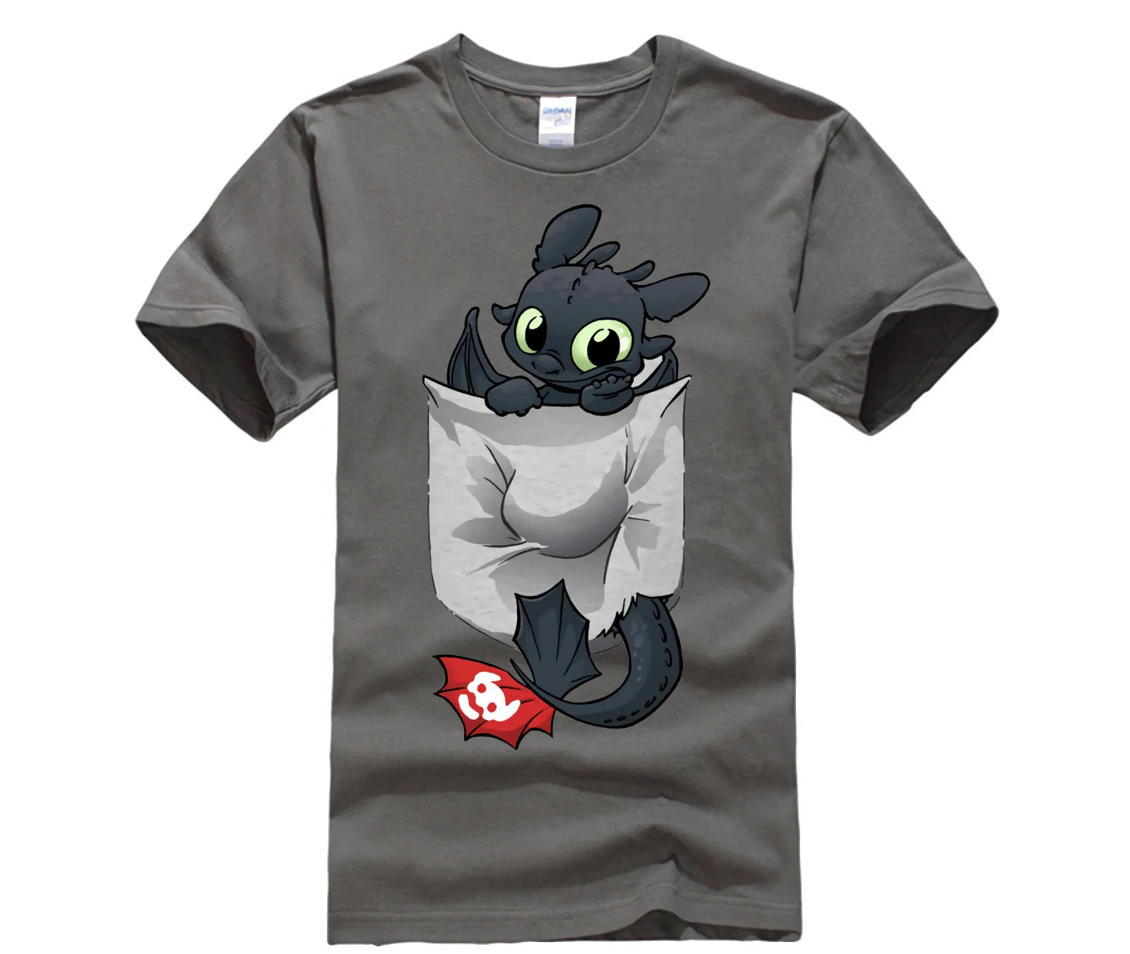 Pocket How to Train Your Dragon Toothless T shirt Men Cute Tops Dragon Cartoon Tees 3D T shirt Summer Gray Clothes Cotton Tshirt
