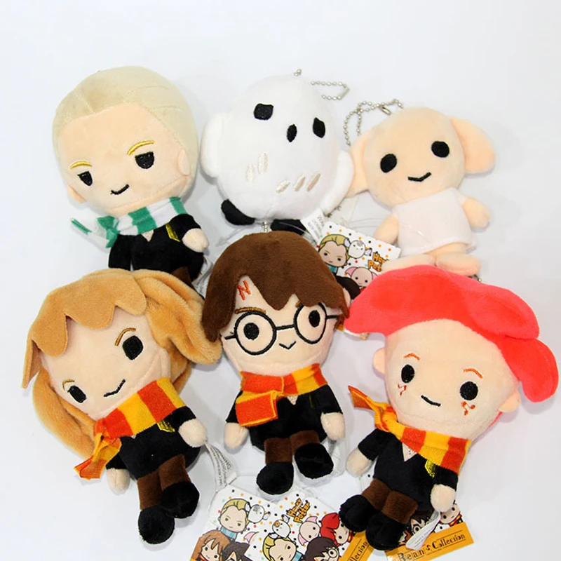 

6pcs 12cm Q Version Harry Potter Malfoy Hermione Dobby Owl Hedwig Plush Pendant Keychain Soft Stuffed Toys Doll for Kids Gifts