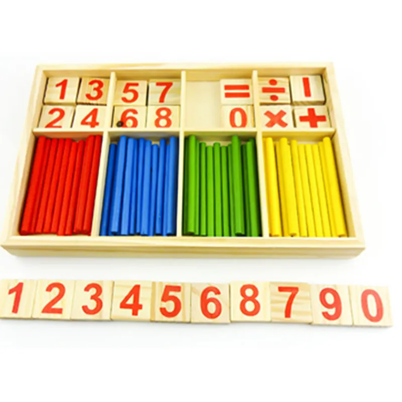 Hot Sale 1Set Digital Intelligence Great Toy Montessori Math Wooden Material Color font b Calculation b