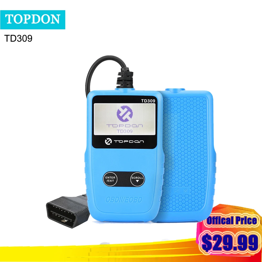 

TOPDON TD309 EOBD/OBEII Code Reader OBD2 Diagnostic Scanner Tools With Resets and turns off the MIL