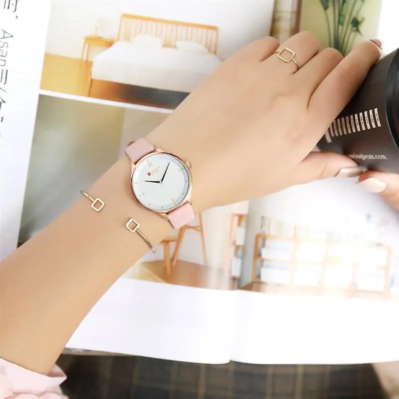 Новые кожаные часы Женские Элитный бренд CURREN Модные Кварцевые женские наручные часы платье женские элегантные часы reloj mujer