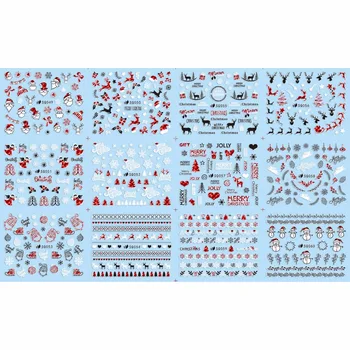 

12 PCS / LOT SELF-ADHESIVE 3D NAIL TATTOOS STICKER RED BLACK CHRISTMAS XMAS BOW TIE ANGEL HEART LACE SQ49-60
