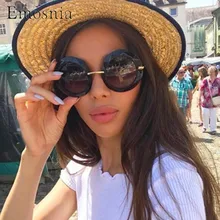 Emosnia негабаритных Круглый Солнцезащитные очки для женщин унисекс Modis Óculos де Сол feminino Винтаж Роскошные для брендовая дизайнерская