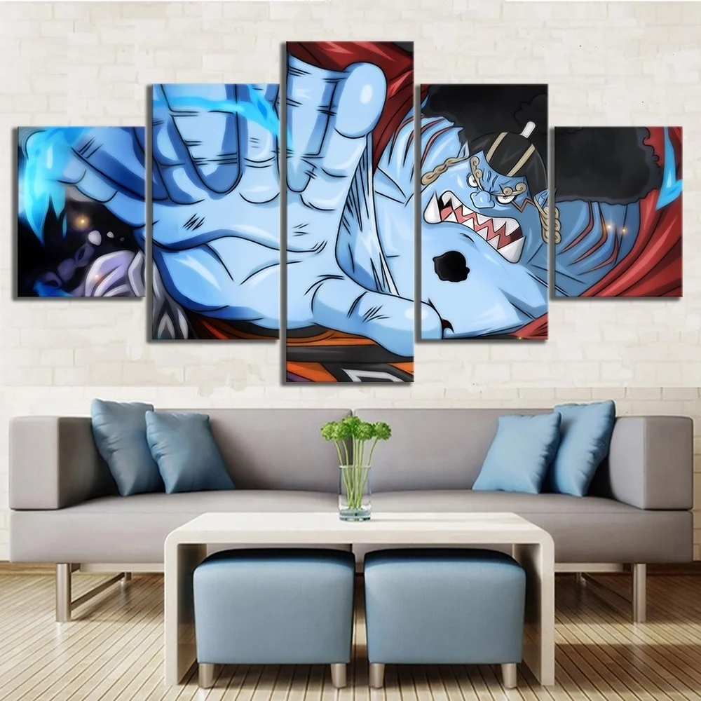 Waliicorners 5 Piece Wall Art Anime Poster Picture One Piece Jinbe Oka Shichibukai Poster Wall Painting Home Modern Decor Canvas 6