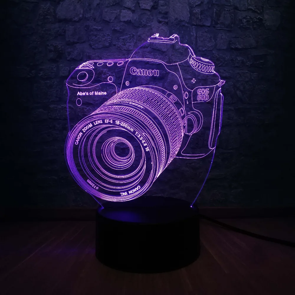 3D акриловая модель камеры светодиодный светильник 7 видов цветов прикроватная