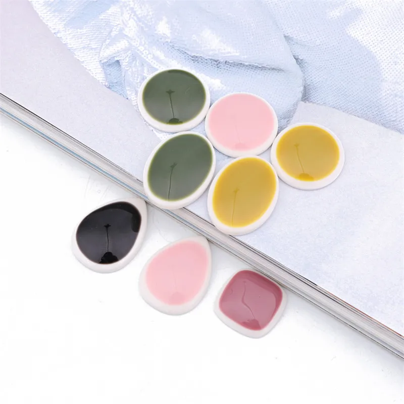 

6pcs Vinatge Waterdrop Round Resin Bead Patch Findings Hand Made Earring Cabochon Monsta Charm Jewelry Making Accessory F427