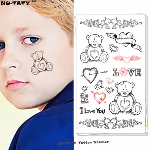 Nu-TATY любовь Медвежонок ребенок временный боди-арт флэш тату наклейка 10*17 см водонепроницаемый безболезненный хна селфи тату - изображение