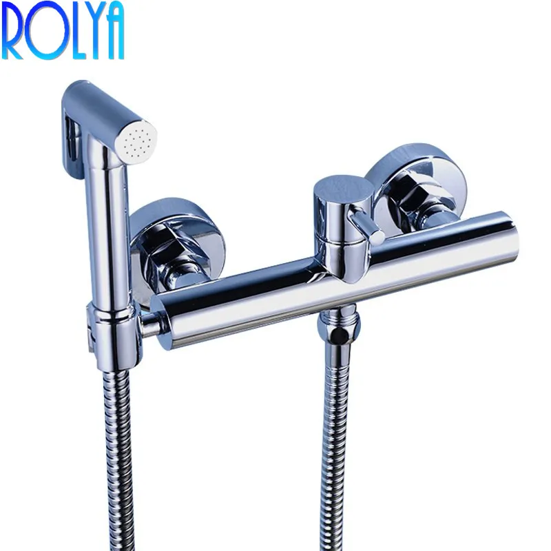 

Rolya Ronda Chrome Hand Bidet Spray with Angle Valve Portable Toilet Bidet Sprayer Kit