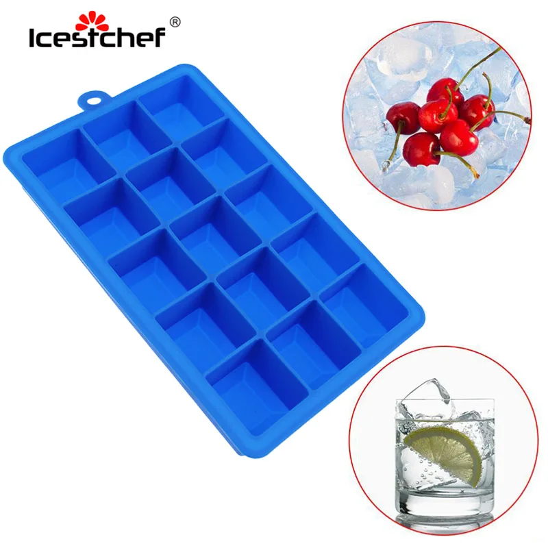 ICESTCHEF 15 Сетки силиконовая квадратная большой лед поднос для льда машина для льда морозильник плесень Кухня барная Питьевая аксессуары