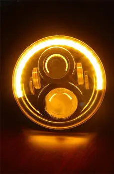 

2PCS amber halo angel eye rings 7 inch hi lo beam H4 H13 50W LED headlight for jeep Wrangler