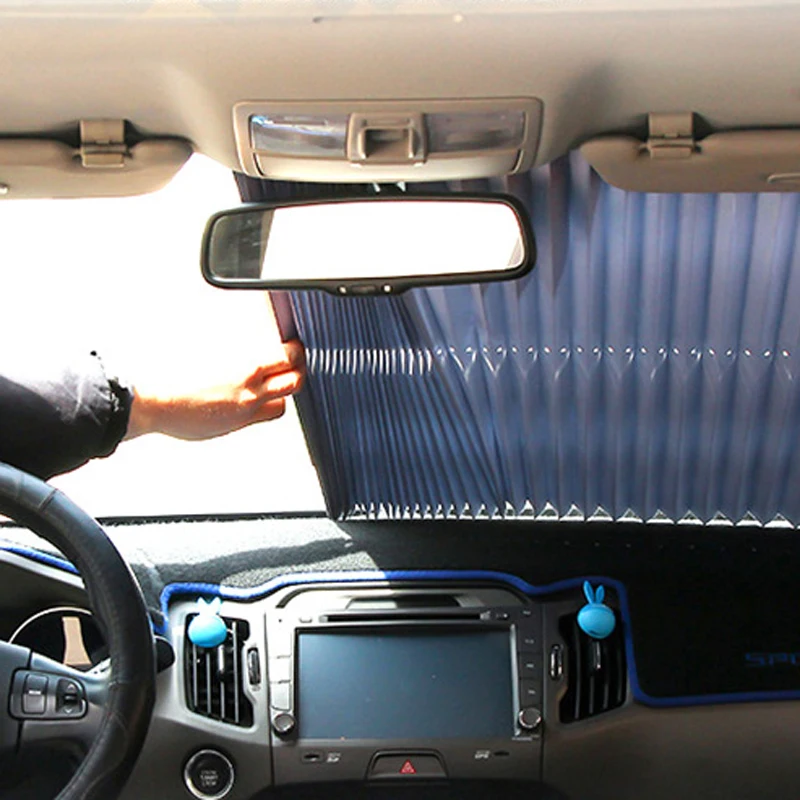 Car Retractable Curtain With UV Protection Front Windshield Visor Auto Shade New