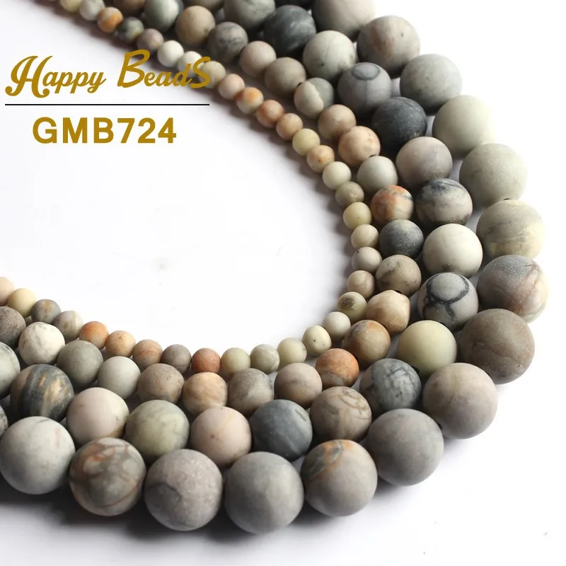Natural Imported Genuine Picasso Stone Round Loose Beads For Jewelry Making 15''Strand 4/6/8/10mm DIY Bracelet Necklace Material |