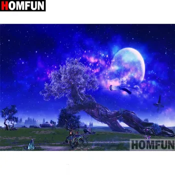 

HOMFUN Full Square/Round Drill 5D DIY Diamond Painting "Tree moon scenery" 3D Embroidery Cross Stitch 5D Home Decor Gift A17423