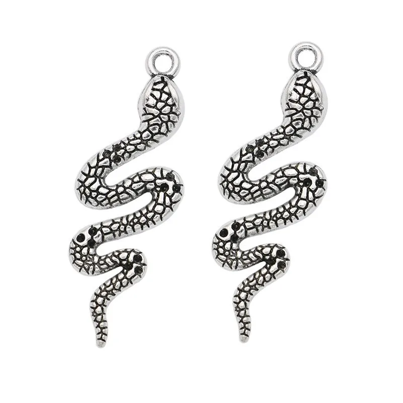 Snake Charm Antique Silver Plated Charms Pendants For Bracelet Jewelry