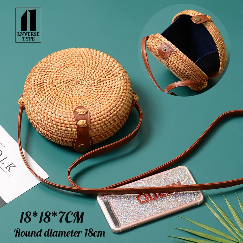 مربع جولة موليت نمط القش حقيبة حقائب النساء الصيف كيس الروطان اليدوية المنسوجة الشاطئ دائرة بوهيميا يد جديد الأزياء 2019