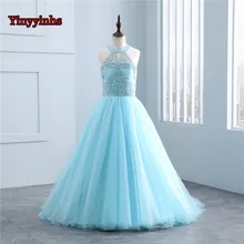 Yinyinhs романтическое Пышное Платье с цветочным узором для девочек на свадьбу, фатиновое вечернее платье с бисером для девочек, вечерние платья для причастия, Пышное Платье