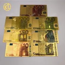 7 sztuk/partia 2 wybierz 24 K złota folia z tworzywa sztucznego banknotów pamiątka prezent pieniądze 5 10 20 50 100 200 500 na boże narodzenie cenne prezenty
