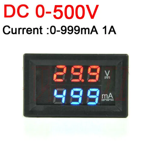 

DC 0-500V 1A Built-in shunt Voltmeter Ammeter Voltage Current Indicator LED Dual display Amp Volt Meter Tester 5V 12V 24V Car