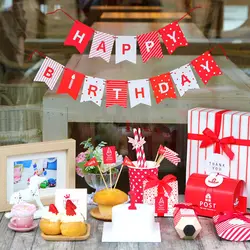 Красный и белый с днем баннеры для дня рождения спрос среди детей штамповка одноразовая посуда для вечеринок ласточкин хвост Форма Бумага