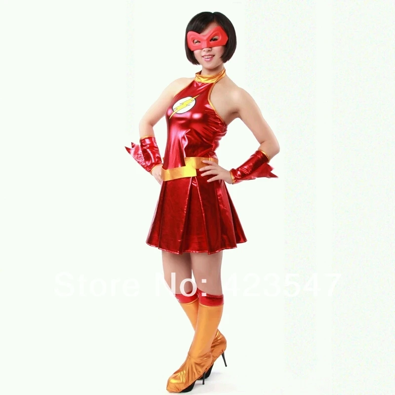 DC Comics The Flash red & yellow metal Superhero Costume Halloween Carnival costumes play