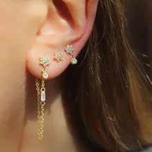 Модные ювелирные изделия нежные женские маленькие cz Цветочные серьги Настоящее серебро 925 пробы для молодых девушек минималистичные простые серьги-гвоздики