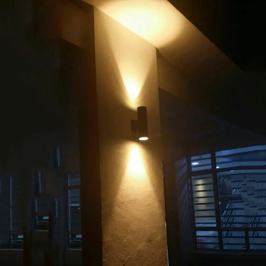 Dual cabeça do Cilindro Parede para Cima para Baixo Lâmpada de Parede do Corredor Thrisdar Iluminação Exterior 10 w 18 w 24 w Led Porch Luz da à Prova d' Água Villa Pátio 19 Luminárias de parede externas