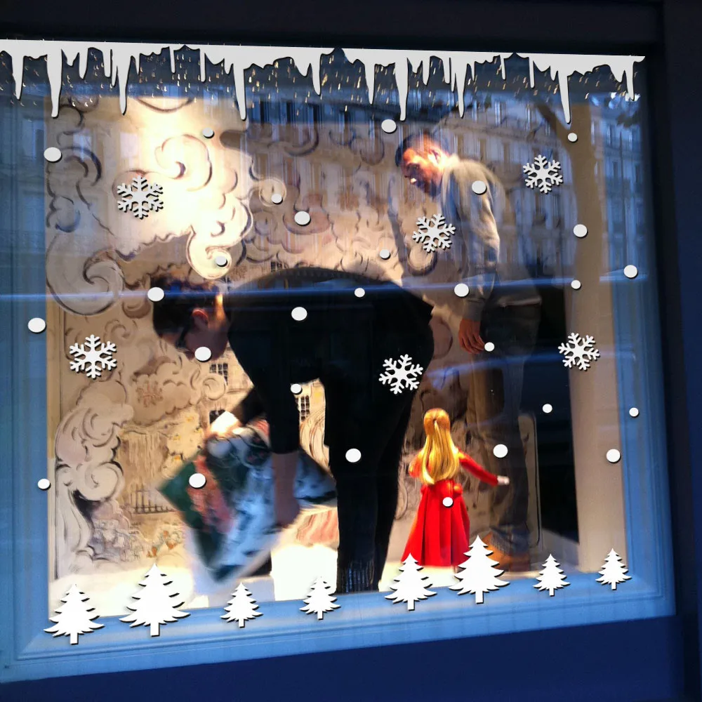 Рождественская Снежинка Наклейки на стены окна Снежинка рождественские виниловые художественные украшения наклейки 2O81019