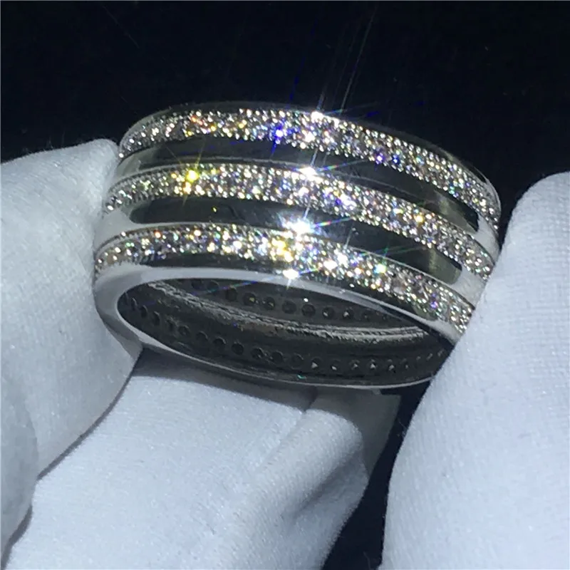 Модное женское кольцо 3 ряда AAAAA Cz камень белое золото заполненное обручальное кольцо для женщин Свадебные украшения для пальцев