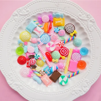 

50Pcs Kawaii Funny Cute Resin Sweets Candy Food Slime Charms Ornaments Toys DIY Scrapbooking Crafts Party Home Decor Mix Style