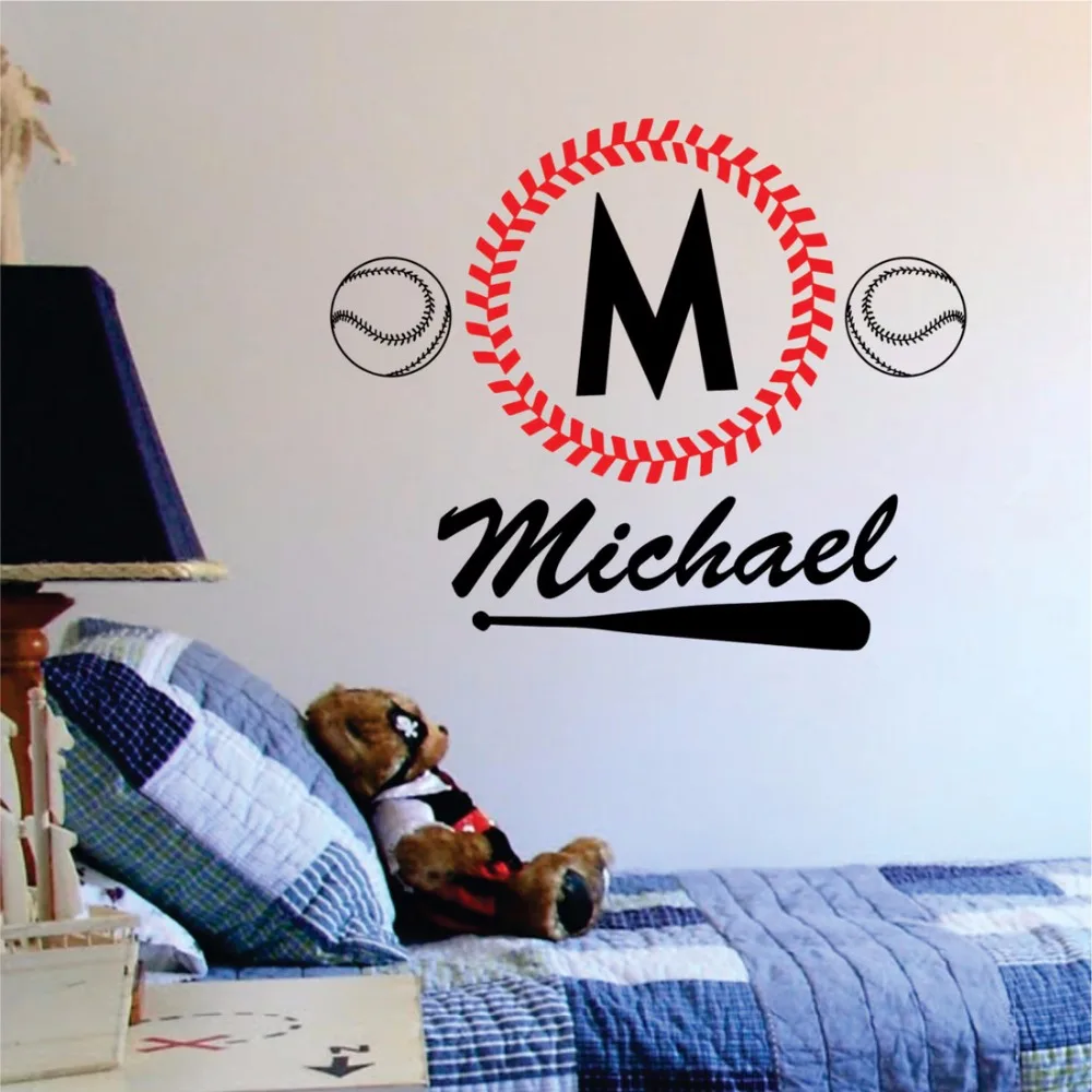 Buy Custom Baseball Initial and Name Decal Wall