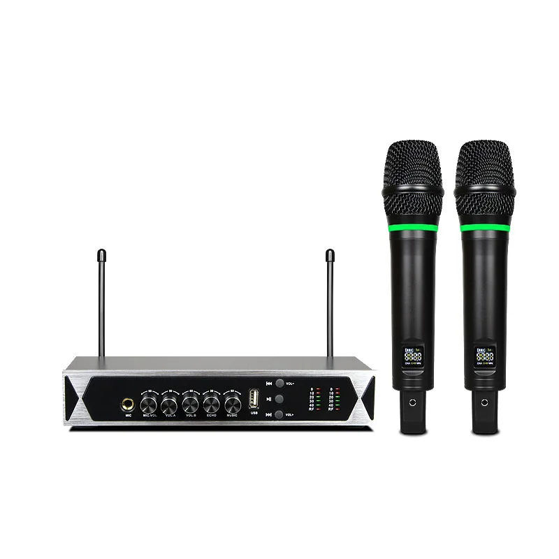 

Professional Mini UHF Karaoke Echo Mixer System Digital Sound Audio Mixer Singing Machine 2 Wireless bluetooth microphone