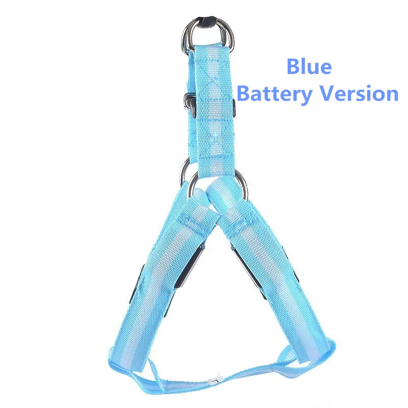 C02 полосатая собака светодио дный свет шлейки пояса световой жгут собак для средних и крупных собак подзарядкой от USB - Цвет: blue battery