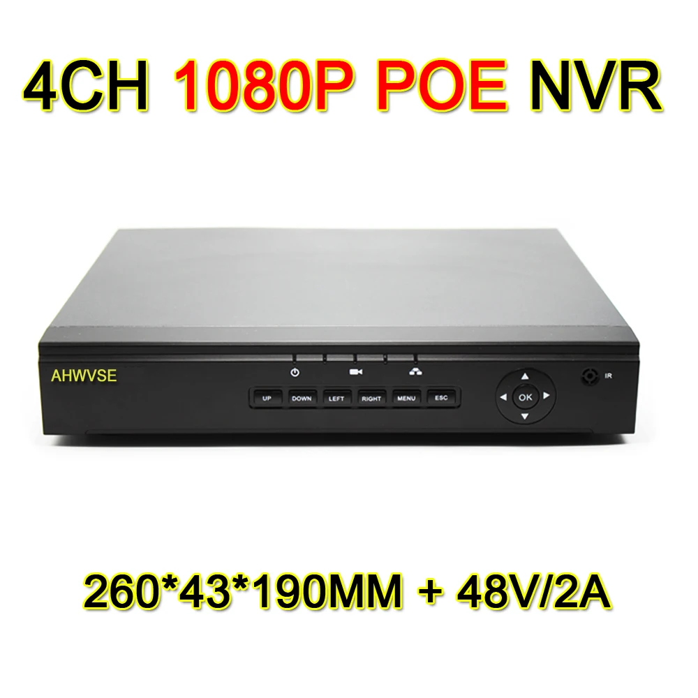 

AHWVSE H.264 1080P POE NVR 4CH 8CH Network Video Recorder 8 Channel POE NVR with 48V 2A Power Supply