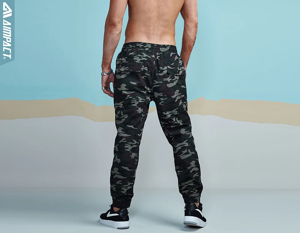 Aimpact Camo Чино брюки для Для мужчин Cotton Jogger человека оборудованная трассировки твил Повседневные штаны Мужской камуфляж Открытый Пеший