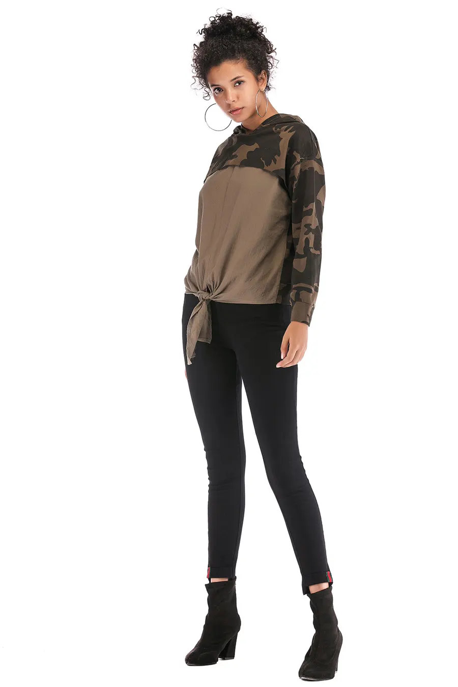 Gladiolus Camouflage Autumn Winter Hoodies Women 2018 Long Sleeve Patchwork Irregular Hem Hooded Sweatshirt Women Pullover Tops (12)