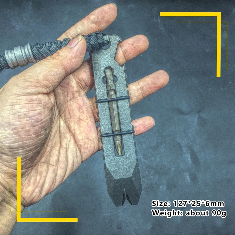 1PC Portable Titanium Alloy Crowbar Opener Screwdriver Tool Kit  Outdoor  Pocket EDC Multitool Tactical Self-defense Equipment