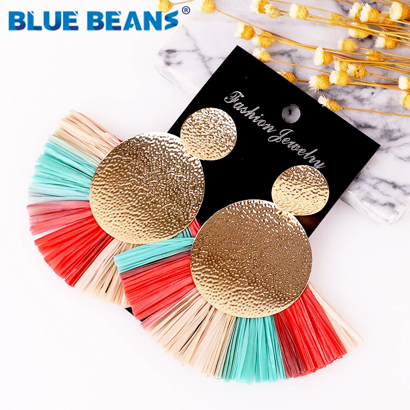 Серьги для женщин Boho ротанга кисточкой 2019 модные серьги большой длинные висячие украшения подарки Богемные аксессуары винтаж красный