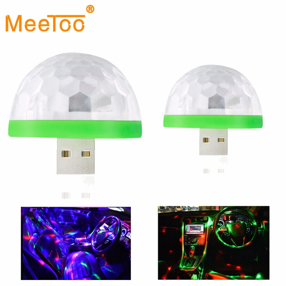 Светодиодная декоративная лампа MeeToo для салона автомобиля 5 В USB мини RGB