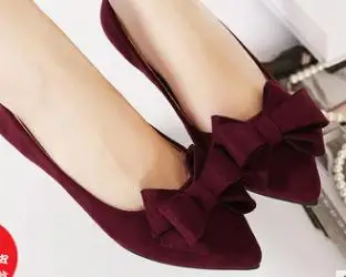 

2018 new big code pointed shallow mouth bow single shoes female.