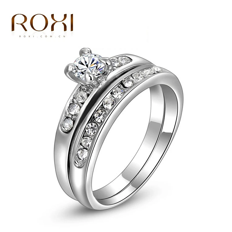 anillos de compromiso moda del oro plateó mujeres, conjunto con cristal de joyería de moda|set drawing|set ringset cap - AliExpress