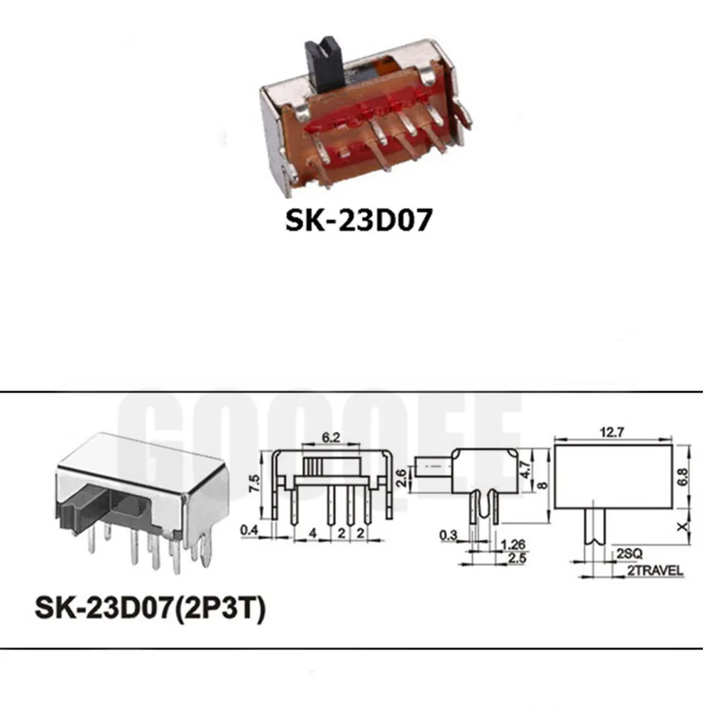 1/5/10/20 штук SS 12D00 слайд ползунковый переключатель передач колебаний 2/3 один двойной горизонтальная мини горизонтальный блок питания - Цвет: SK 23D07
