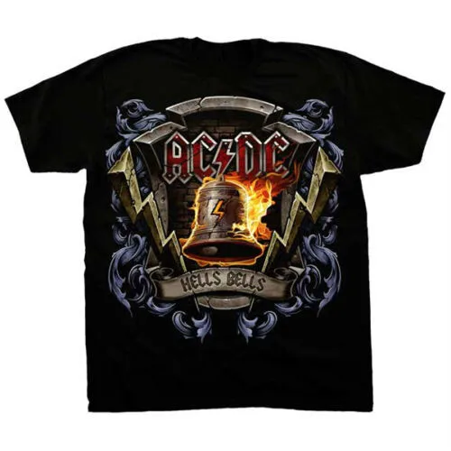 

AC/DC T-Shirt Hells Bells Shield Back In Black New Authentic Rock Tee S-2XL