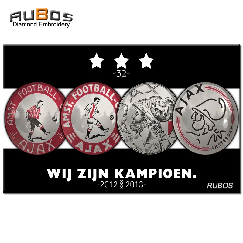 RUBOS AJAX Soccer DIY 5D Diamond Painting Netherland Team Badge Complete Square Or Round Diamond Embroidery Christmas Hobby Kids (3)