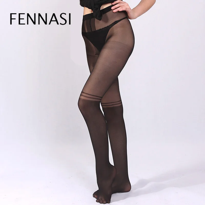Женские колготки FENNASI с жаккардовым рисунком в полоску лоскутные до колена