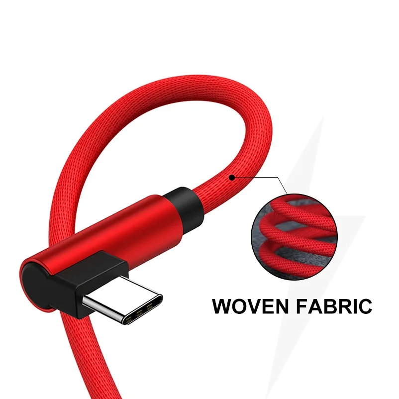 FONKEN الانحناء نوع C 90 درجة USB سريع شحن كابل L شكل شحن الحبل USB C سريع تهمة كابل ل الطاقة المحمول الهاتف 1 متر