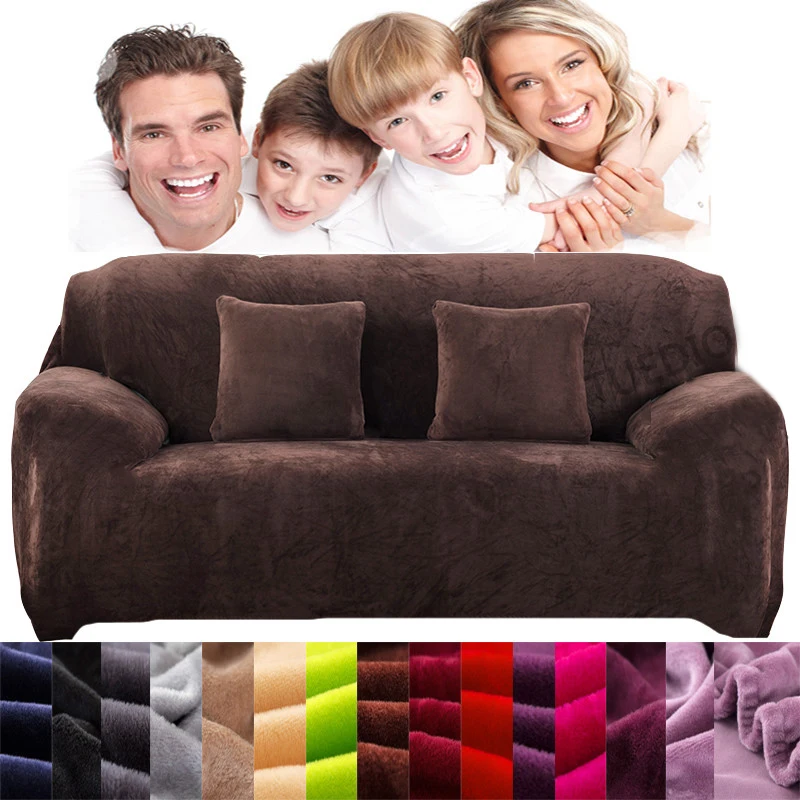 

Thick Sofa Cover Polyester Velvet Plush Elastic Fabric Sofa Cover Non-slip Slipcover Sofa Protector