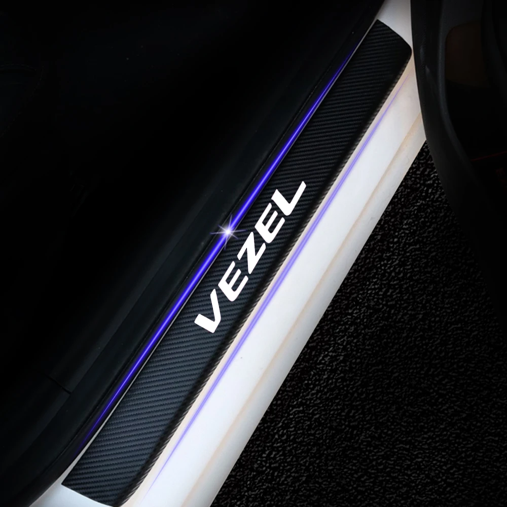 

For Honda Vezel Car Door Sill Welcome Pedal Stickers Door Sill Guard 4D Carbon fiber vinyl sticker Car Accessories 4PCS