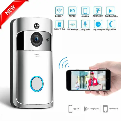 

Wireless Smart WiFi Door Bell Camera Video Wifi Doorbell Remote Two-way Talk Dingdong Visual Camera Record Security System Kit