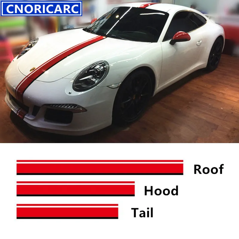 CNORICARC Racing Sport Styling Hood Tail Roof Vinyl Sticker For Porsche ...