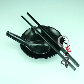 

Chinese black jade and Jasper healthy chopstick spoon tableware.
